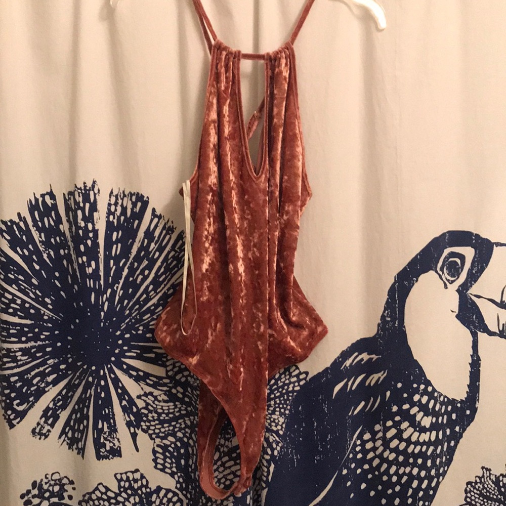 Pink velvet body suit- never worn